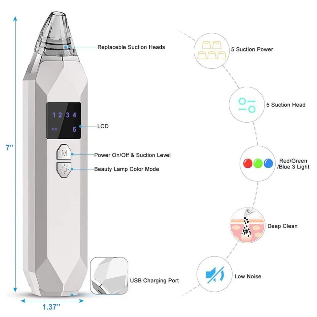 

Electric Blackhead Meter Instrument Blackhead Remover Vacuum Pore Acne Cleaner Electric Acne Extract Tool