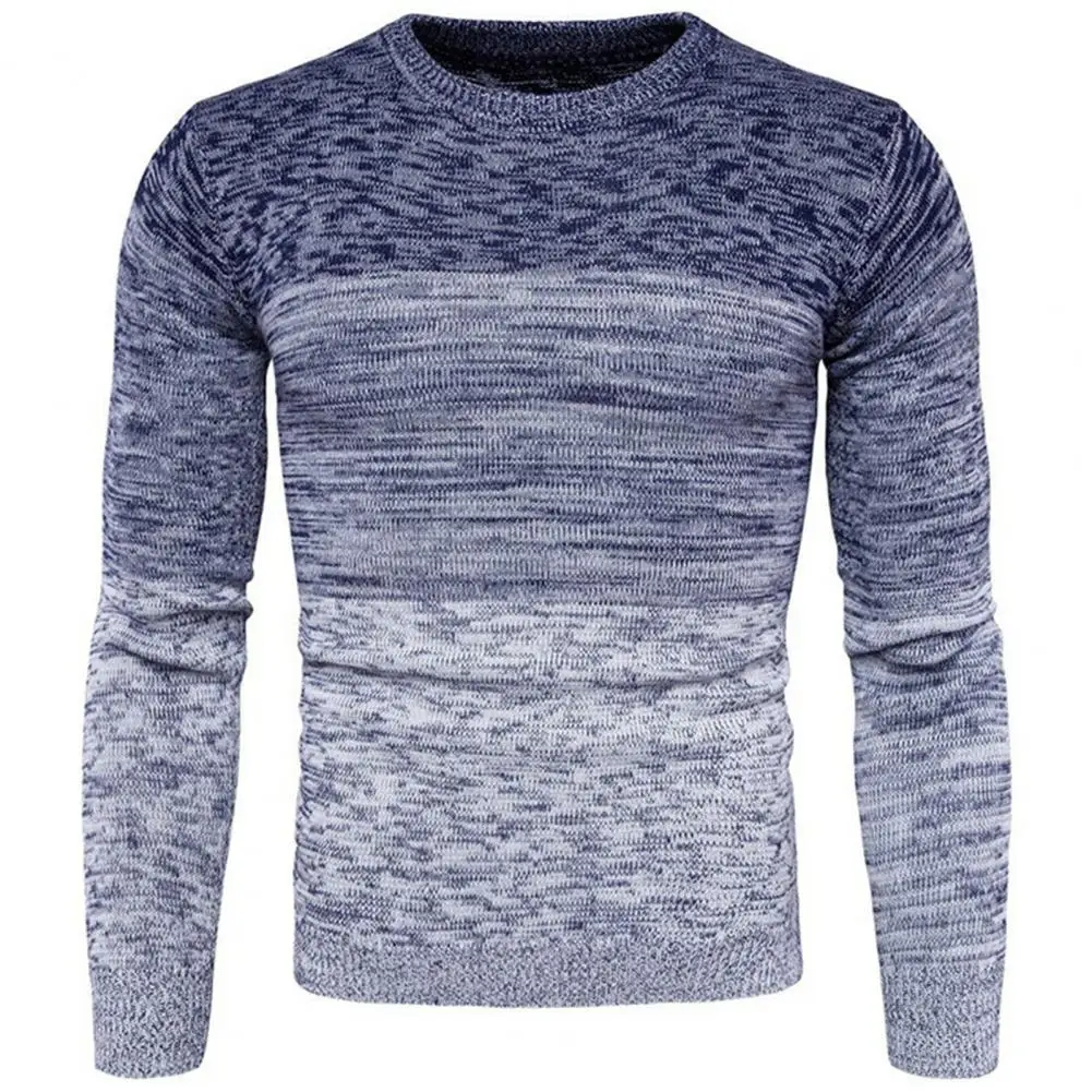 

Men Sweater Long Sleeve Patchwork Crew Neck Knitted Sweater Autumn Winter O-Neck Stretchy Knitted Pullover Sweater Streetwear