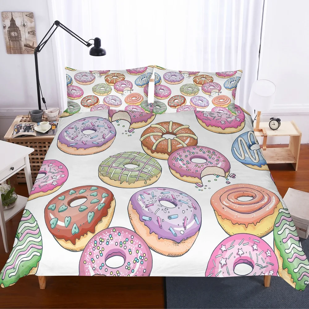 2/3 шт. Пончики из микрофибры набор постельного белья серии еды пододеяльник