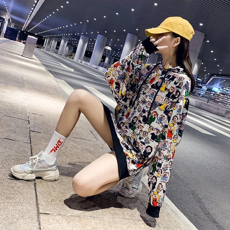 

Letter print Hooded Collar Drawstring Pullovers Hip Hop Tops Women Sweatshirt Spring Autumn Oversized Hoodies Women Clothes