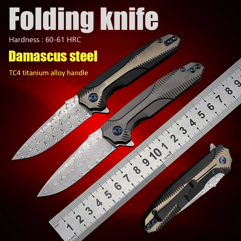 

Damascus Steel Folding Knives Hunting Knife Survival Outdoor Self Defense Weapons Tactical Military Camping Pocket Knifes EDC