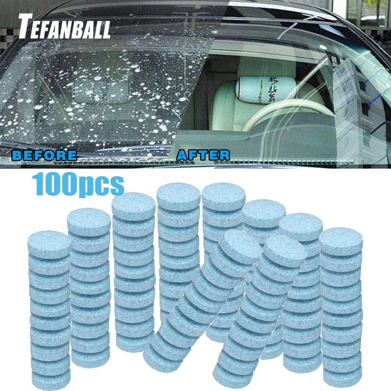 100Pcs/Set Car Solid Wiper Fine Seminoma Wiper Auto Window Cleaning Effervescent tablet Windshield Glass Cleaner DropShipping