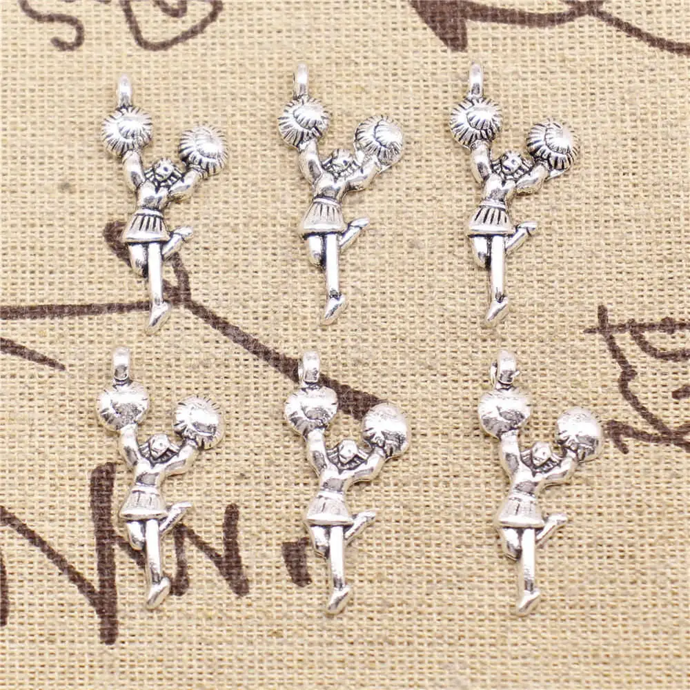 

Pendant Jewelri 29x14mm Cheerleader Charms Antique Silver Color 10pcs