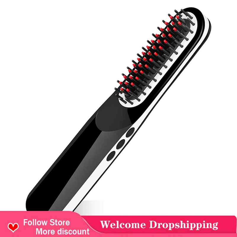 

Professional Mini Hair Comb Quick Beard Brush Straightener Portable Electric Hair Straightene Wireless Hair Salon Straighteners