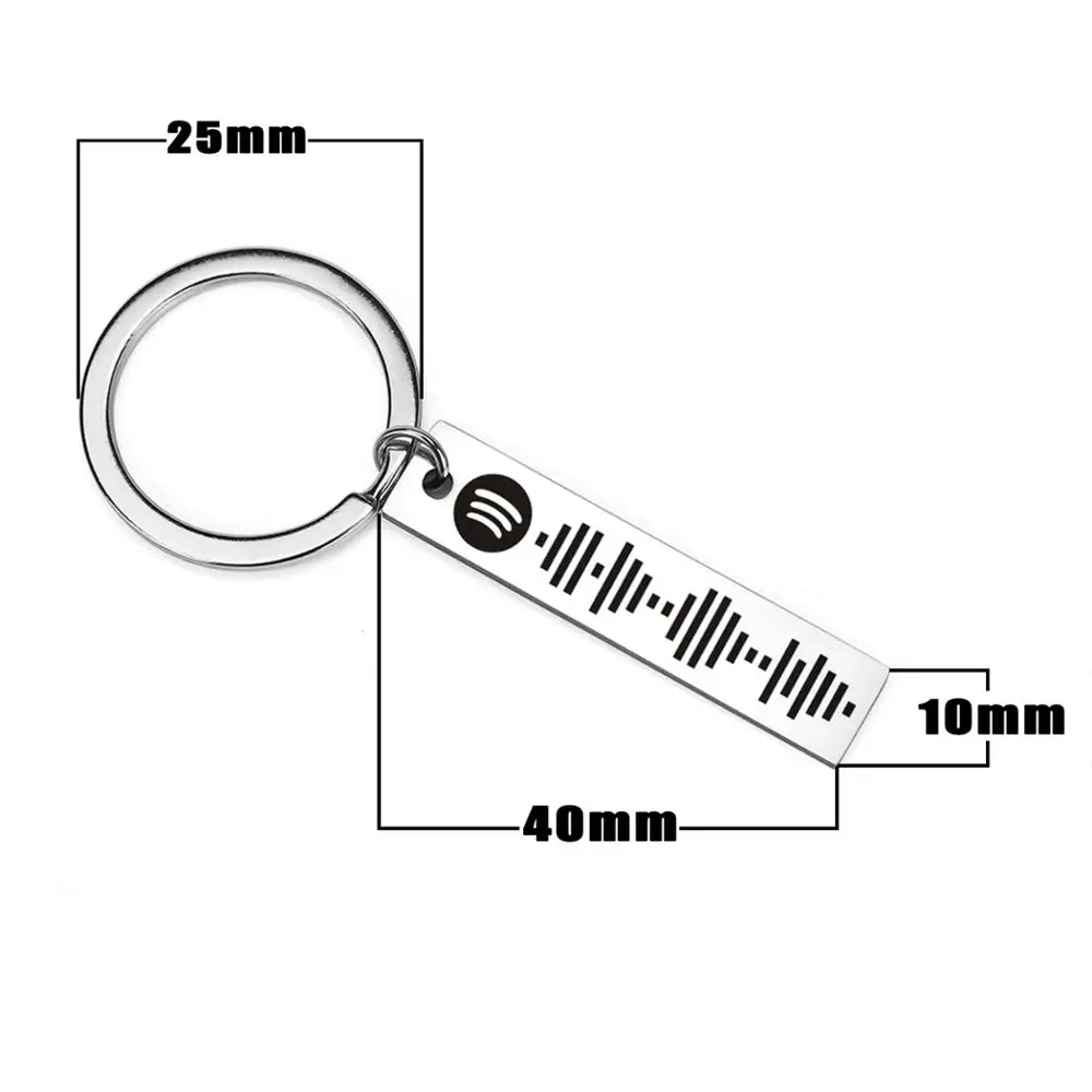 

Personalized Music Spotify Scan Code Keychain For Women Men Stainless Steel Keyring Custom Laser Engrave Spotify Code Jewelry