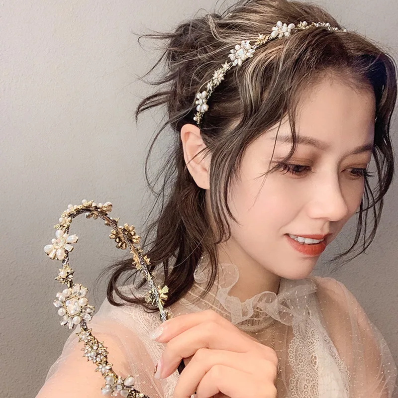 

Baroque Ribbon Big Bow Pearl Crystal Headbands For Women Korea Hair Accessories Hair Band Hair Bows Crown Hairbands
