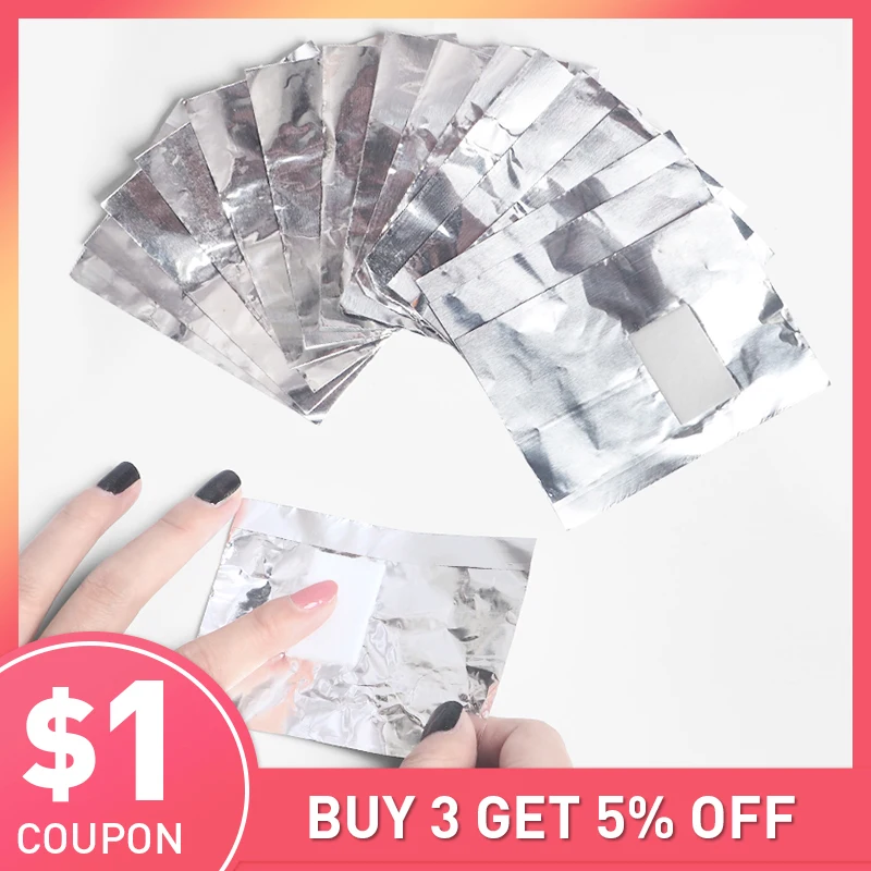 50/100PCSAluminium Фольга жидкость для снятия Обертывания хлопчатобумажные салфетки