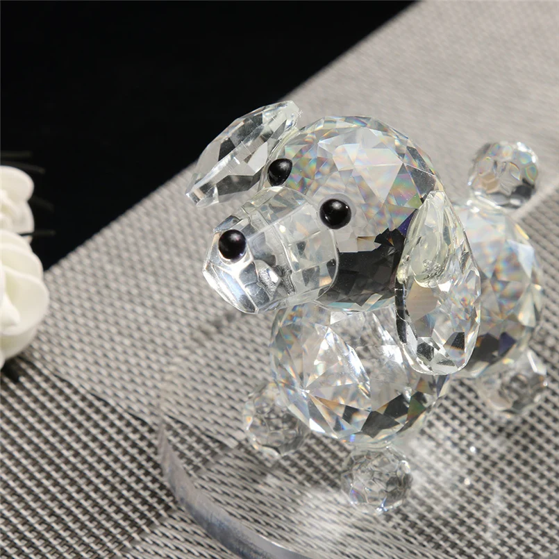 Хрустальная Фигурка милой собаки Коллекционная стеклянная Статуэтка с