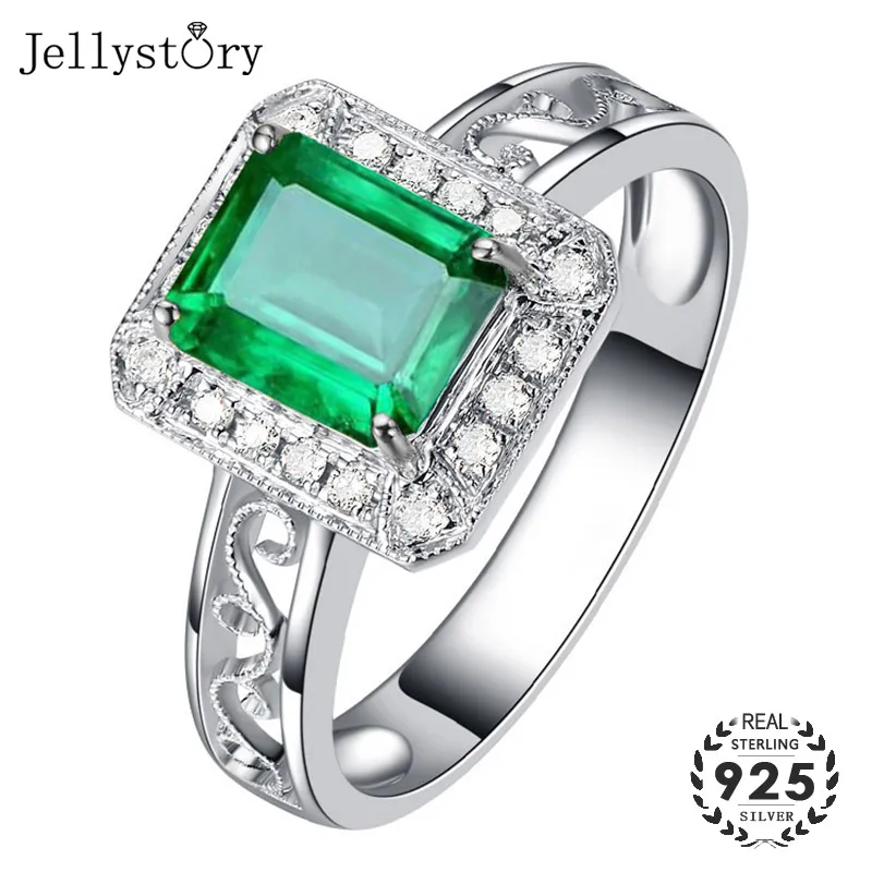 Jellystory Классический 925 серебряные ювелирные изделия кольца с прямоугольником