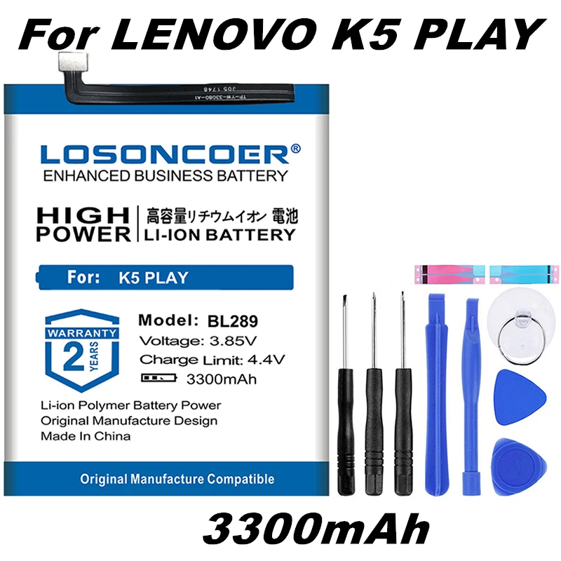 LOSONCOER 3300mAh BL289 батарея хорошего качества для lenovo K5 Play Замена батареи телефона+ Бесплатные инструменты