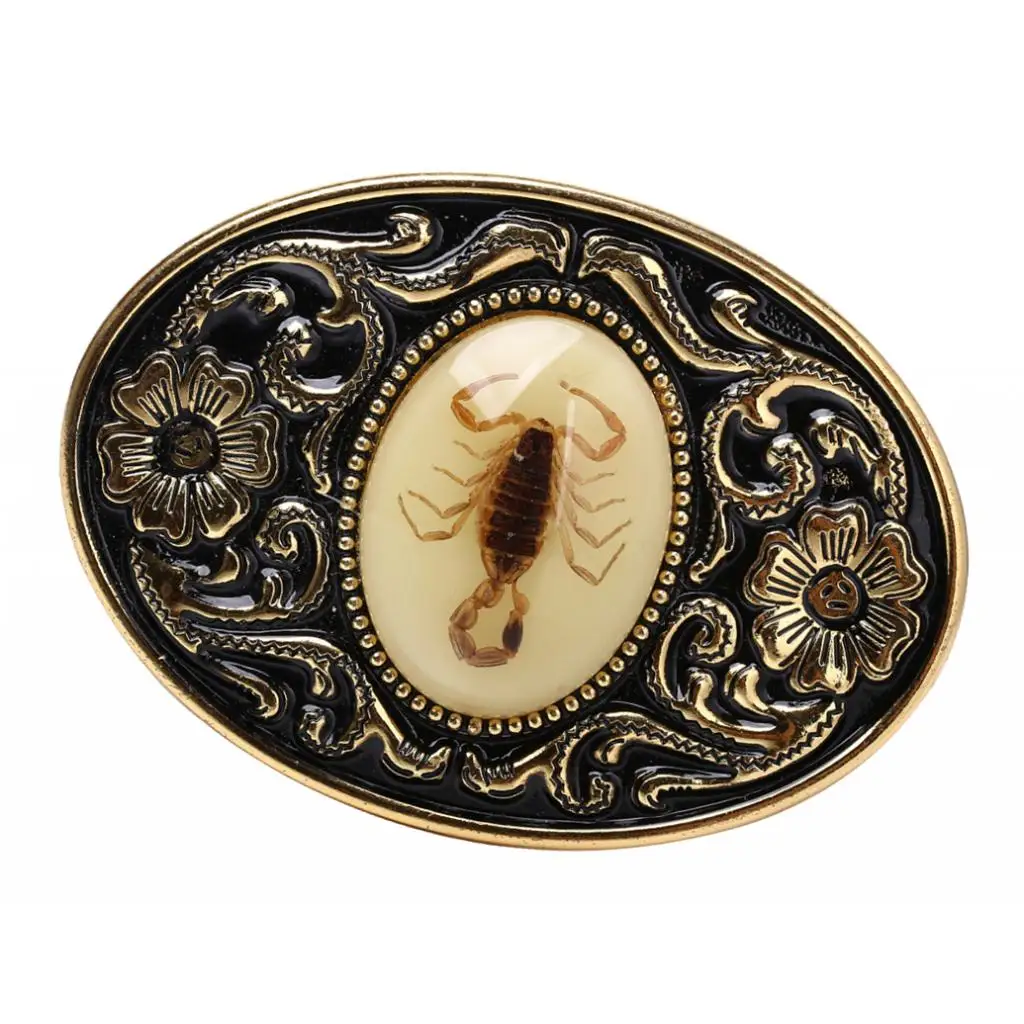 

Men's Western Scorpion Belt Buckles Carved Flower Buckle for Leather Belt