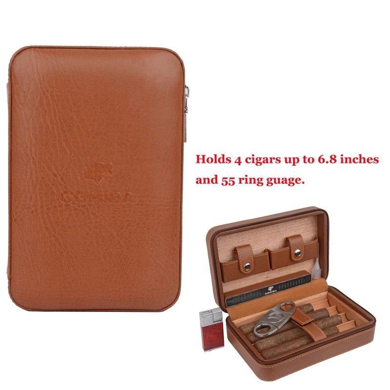 Новейшая версия Cohiba кожаный чехол для сигар портативный увлажнитель воздуха из кедрового дерева(без зажигалки