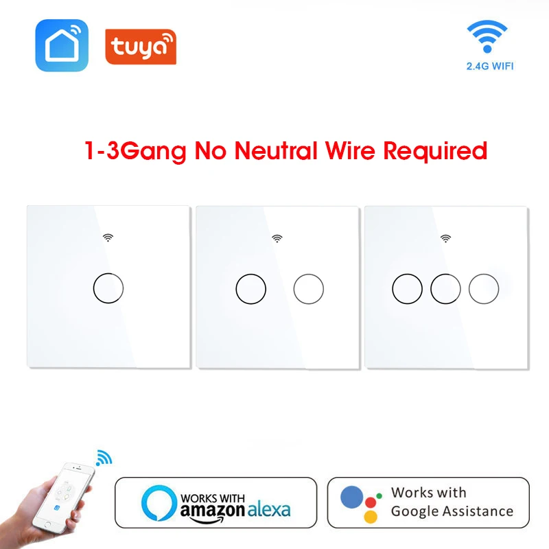 Умный выключатель с сенсорным стеклом Wi-Fi управление через приложение Tuya