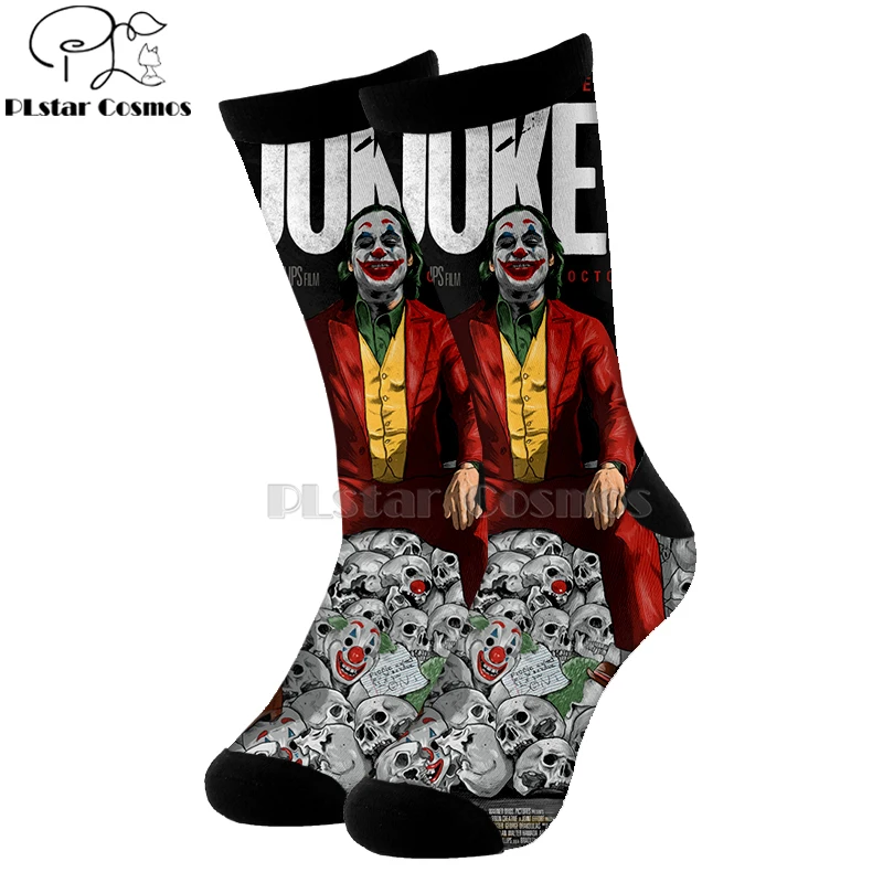 Plstar Cosmos comic dc haha злой Джокер злодей хлопковые носки с 3d принтом из мультфильма высокие носки мужские и женские качественные Joaquin Phoenix-5 - Цвет: 13