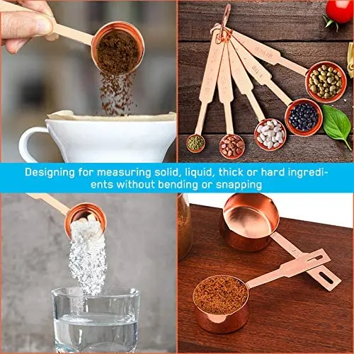 

9 Pcs Measuring Cups and Spoons Set Stainless Steel Rose Gold Measuring Spoons and Cups with Engraved Marking for Baking