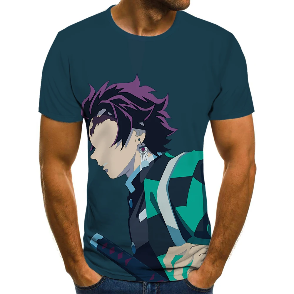 

Summer Men's Funny T-Shirt Beautiful Clothes 3D Printing Japanese Animation Printed Demon Slayer T-Shirt Casual Hip Hop T-Shirt