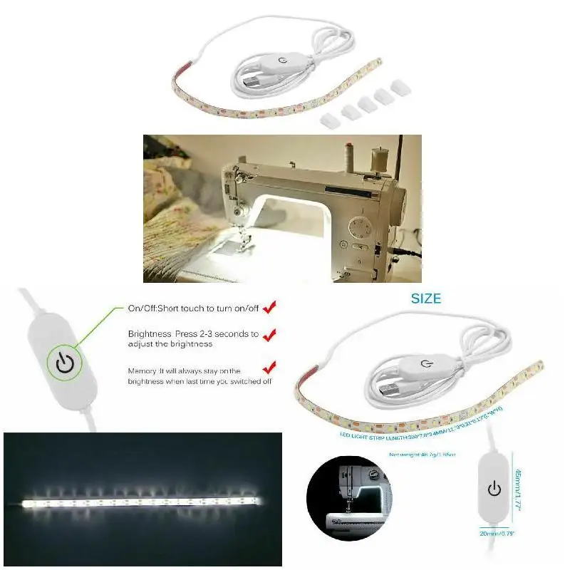 Швейная машина светодиодный светильник яркая полоса с трогательным диммером USB