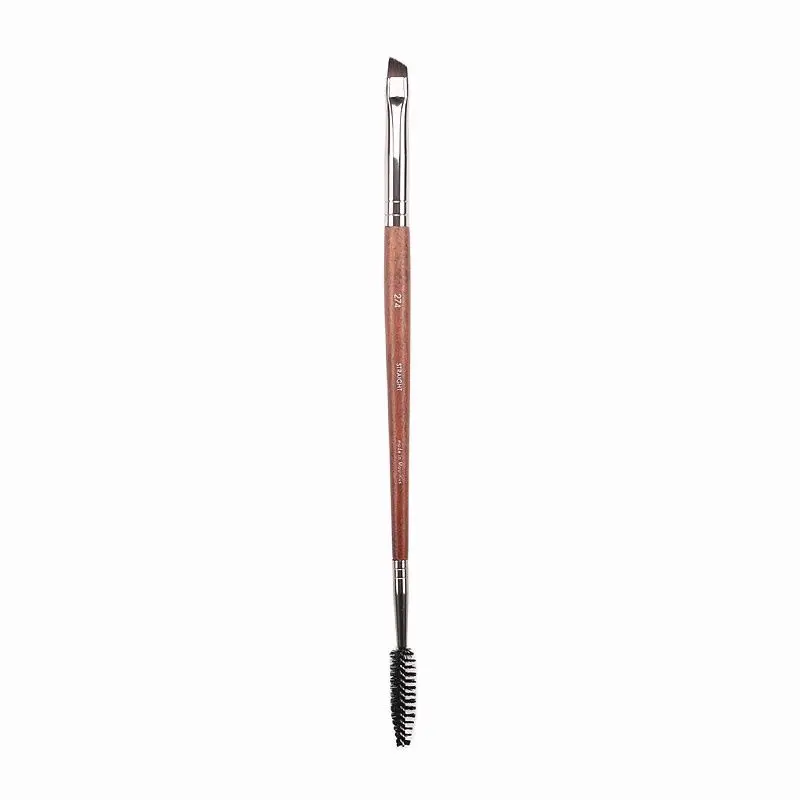 

Double-headed eyebrow brush with wooden handle, eyelash comb and eye makeup