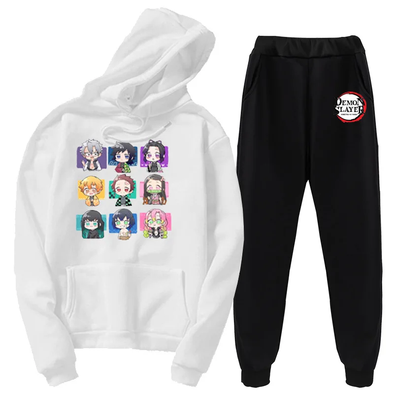 

2021 Demon Slayer Q version cartoon sports suit 2-piece set Hoodie suit Street commuter casual clothes Hoodie pants