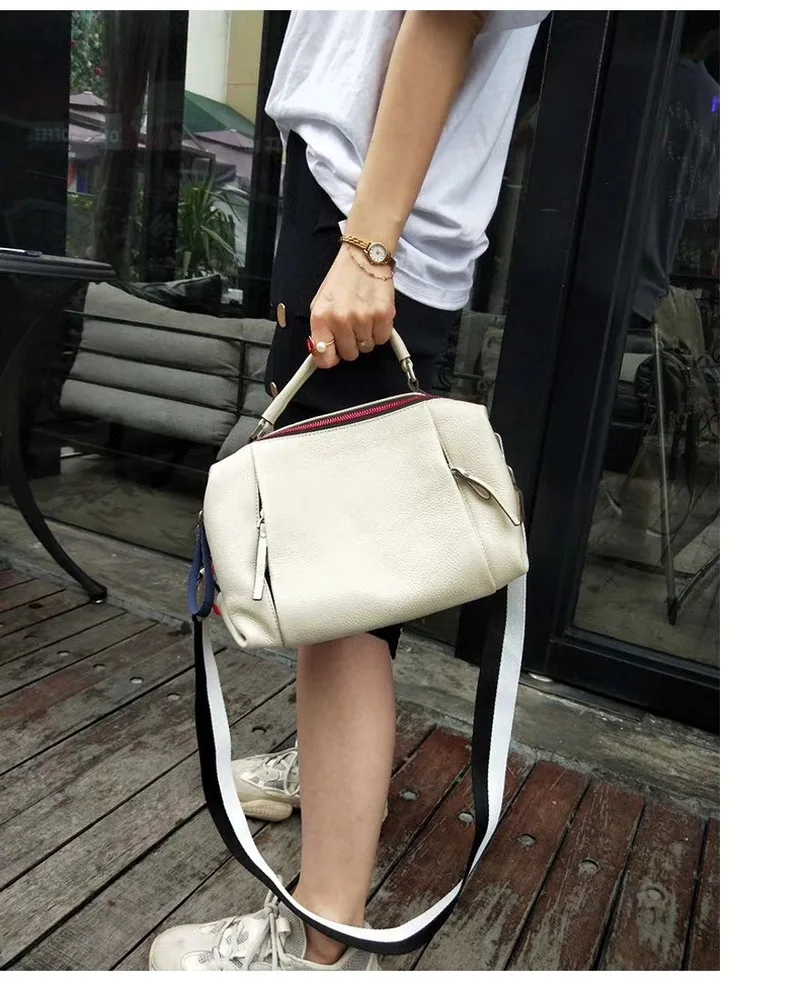

high quality Simplicity Casual fashion Lady bags First layer cowhide Contrast handbag Shoulder Bags Messenger bag Boston bag