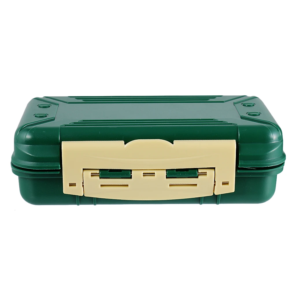 

Green Double Side Waterproof Plastic Fishing Tackle Box-16 slot Hooks Swivel Bead Storage