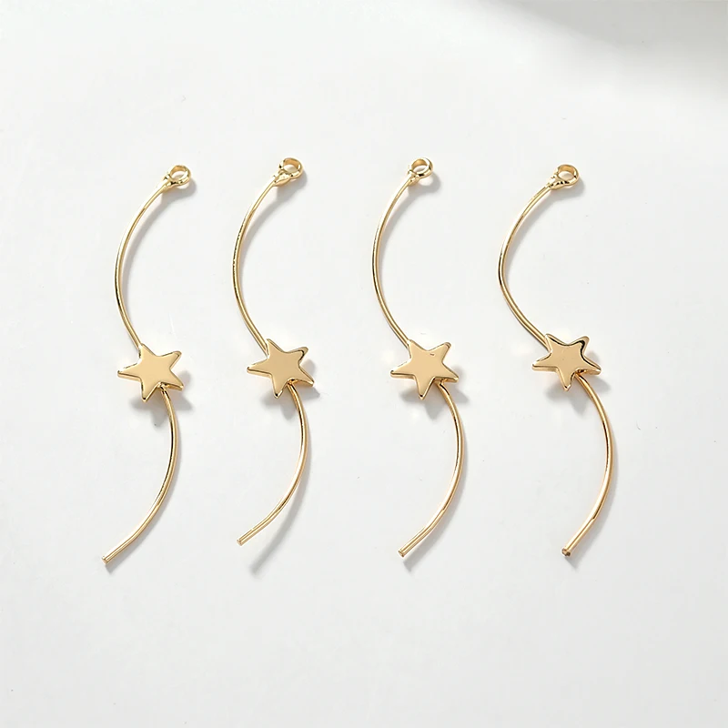 Серьги подвески S образные с медным покрытием и изогнутыми звездами|Ювелирная