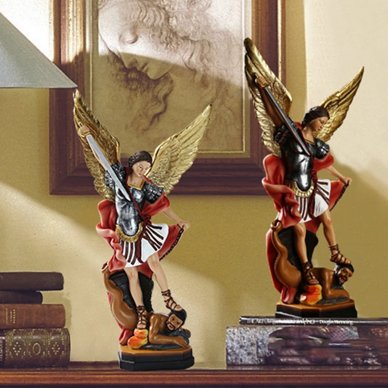 

Catholic Angel Demon Battle Landscape Desktop Ornament Resin Statue Figurine Creative Sculpture for Home Decor Indoor