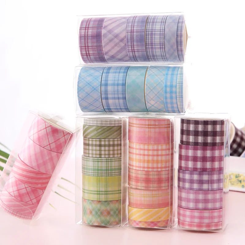 

5PCS Washi Tape Set DIY Decoration Scrapbooking Planner Paper Wide Adhesive Masking Tape Label Sticker Stationery