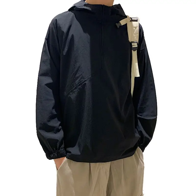 

Stand-up Collar Solid Color Hoodie Men Korean Fashion Loose Casual Pullover Hoodie Men Harajuku Streetwear All-match Hoodie Men