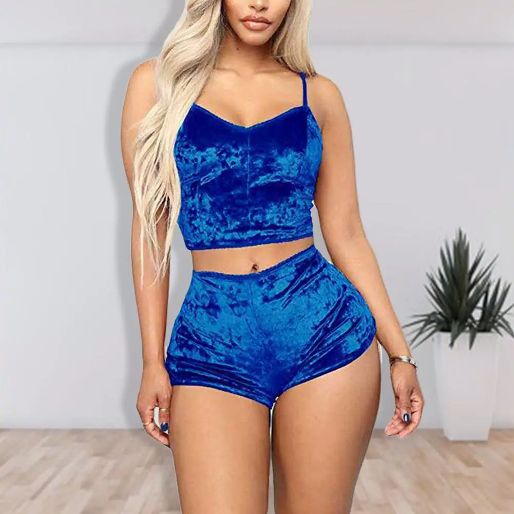 

3XL Sleepwear Set 2 Piece Spaghetti Strap Women Solid Color Backless Pajama for Valentines Day Pajama Nightwear femme Night suit