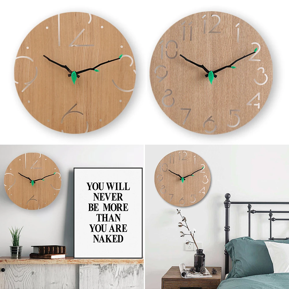 Wooden Wall Clock Round Suitable for Living Room Bedroom and Kitchen Decoration (11 Inches) Easy to Read Install | Дом и сад
