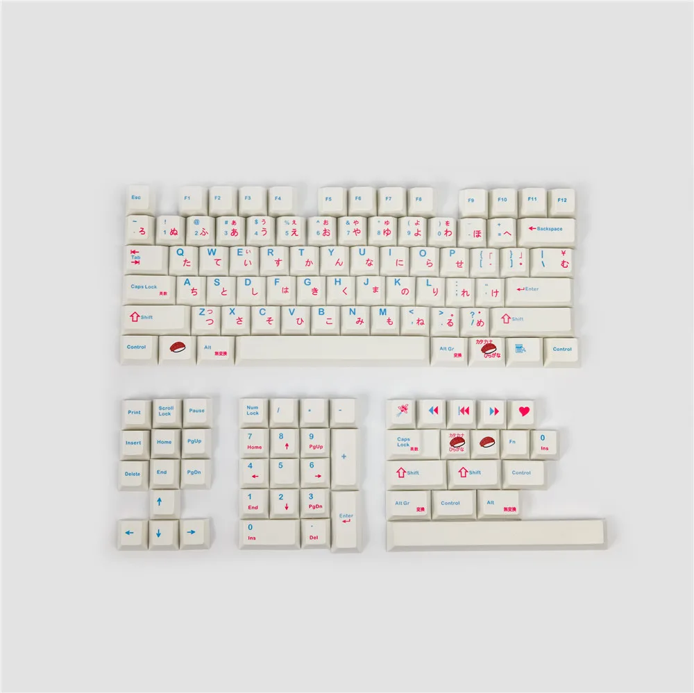 

PBT Sushi Keycaps Japanese Cherry Profile DYE Sublimation 1.75U 2U Shift 6.25U 7U Spacebar For GH60 GK61 GK64 84 87 96 104 108