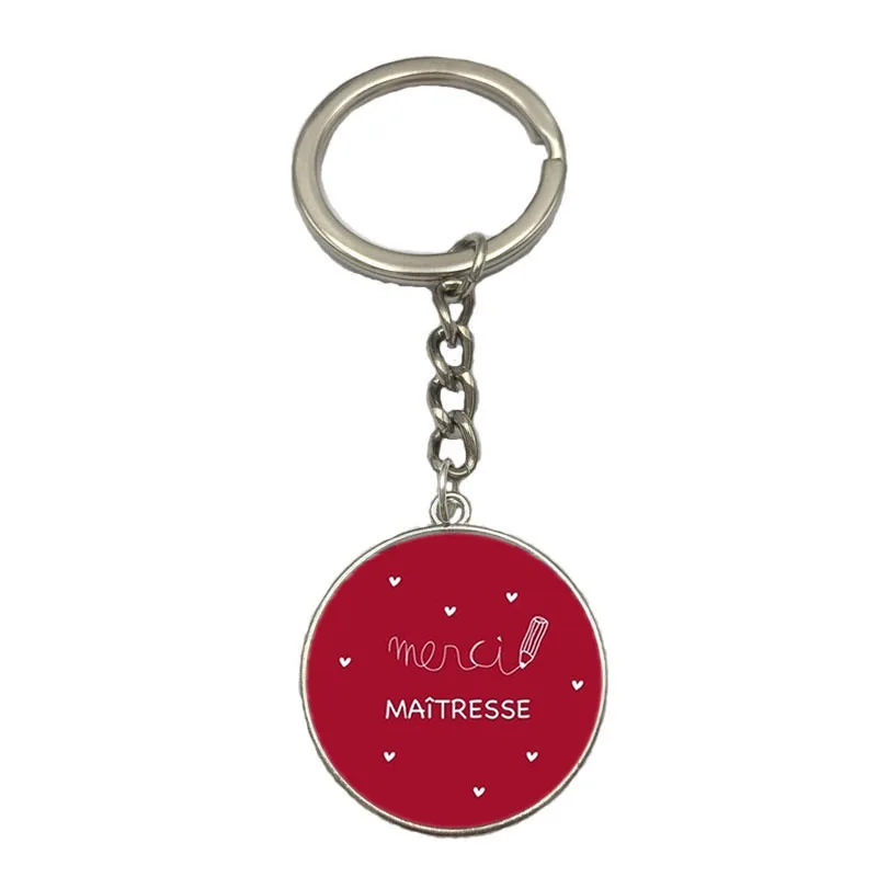 

Teacher's Day Gift 25MM Dome Glass Metal Keychain Silver Key Ring Pendant