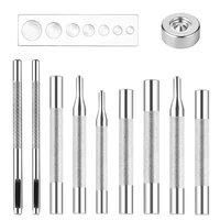 new 11pcs snap rivet fastener buttons installation tool kit with metal single hole puncher for diy leather crafts tool set