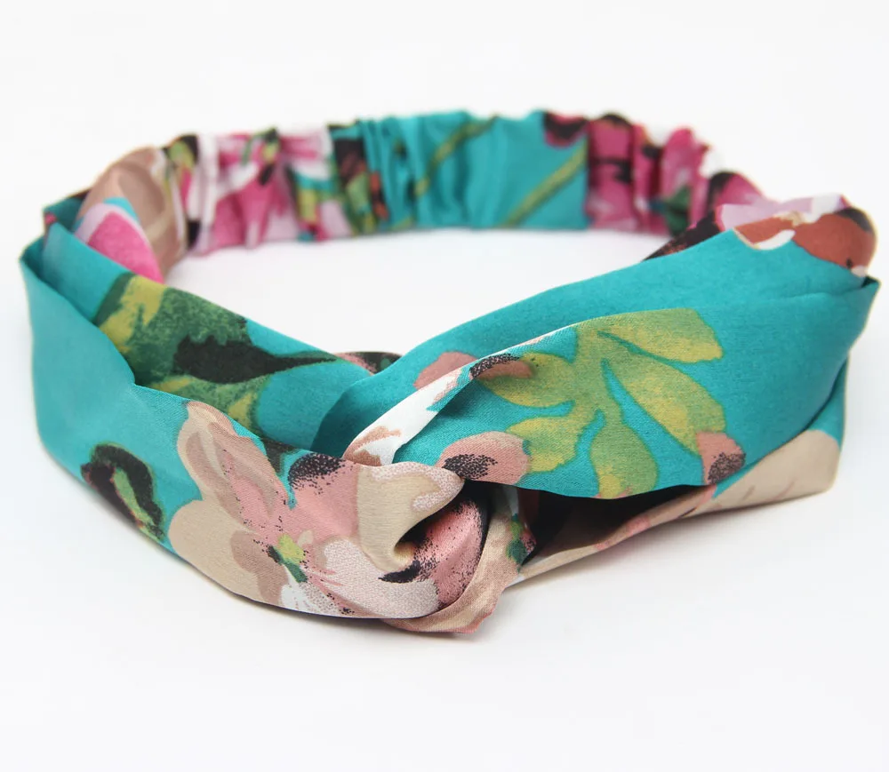 

Cross print hair with Bohemian style silk women's summer headwear headbands for women girls hair accessories Hairband scrunchie