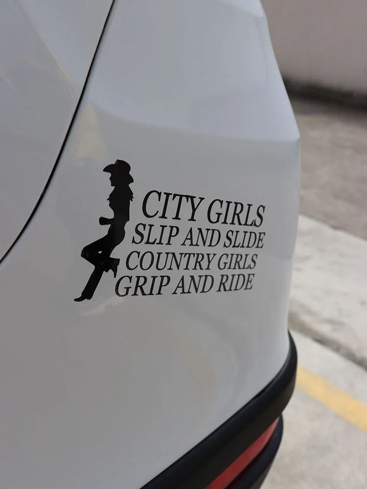 

ZTTZDY 17CM*8.2CM City Girls Slip And Slide Country Grip And Ride Funny Car Bumper Car Sticker Decal ZJ2-0109