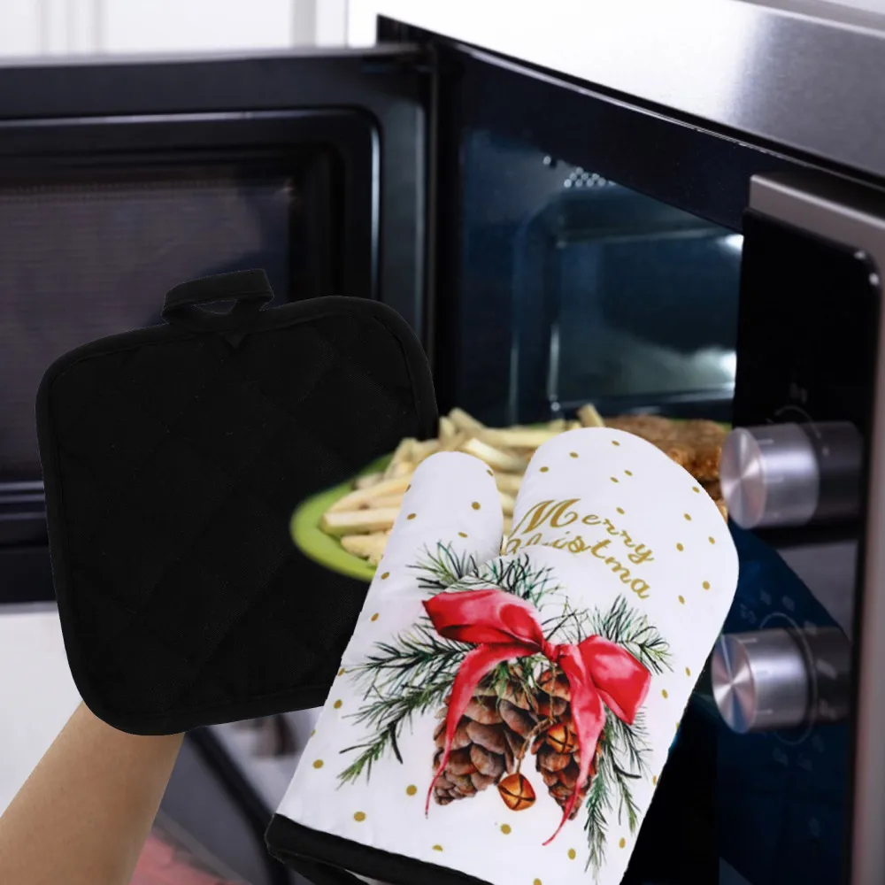 

1 Set Christmas Heat Resistant Microwave Oven Mats Anti-Scalding Cooking