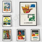 Винтажный выставочный плакат Le Corbusier 1949японский плакатCorbusier Icone Wall Artгеометрический