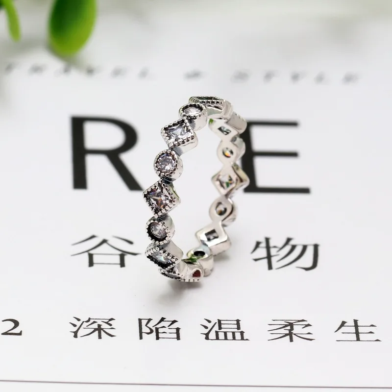 

New Fashion Original 925 Silver Stackable Circle and Square Ring For Women Wedding Engagement Pan Rings DropShipping Wholesale