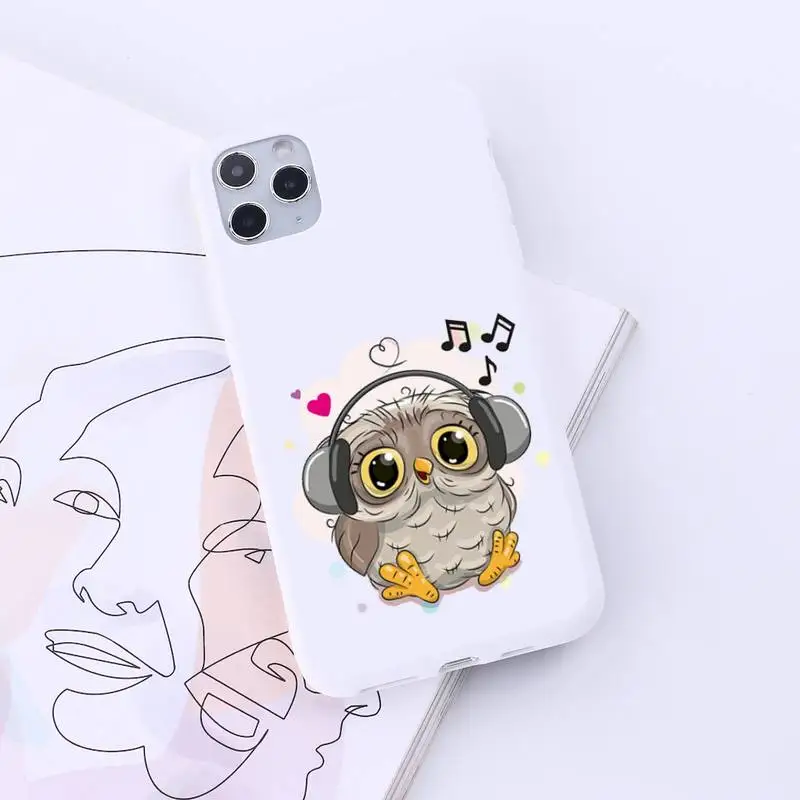 

Cute Owl cartoon animal Phone Case Candy Color for iPhone 6 7 8 11 12 s mini pro X XS XR MAX Plus