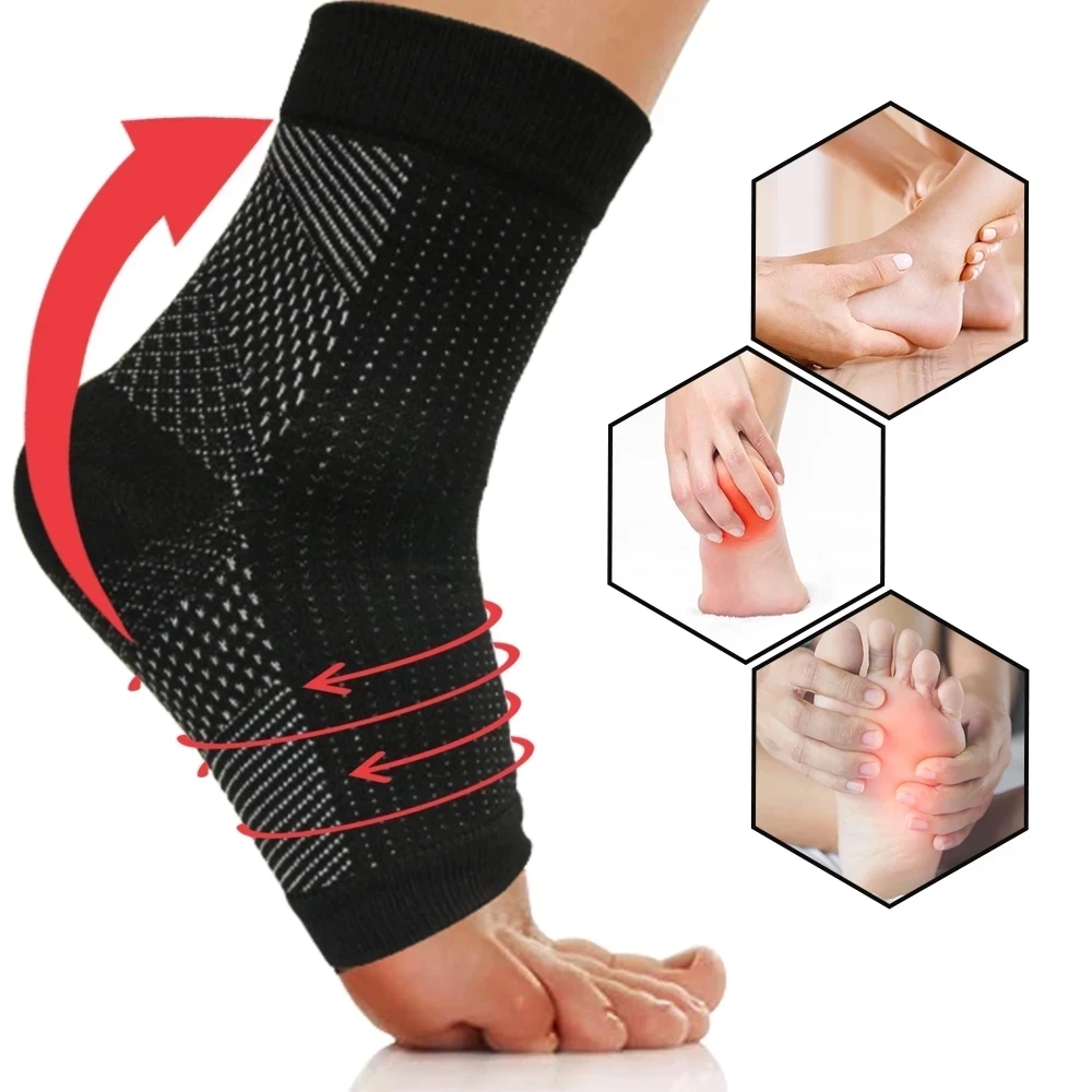 

1 Pair Anti Fatigue Compression Foot Sleeve Ankle Support Running Cycle Basketball Sports Socks Outdoor Men Ankle Brace Sock