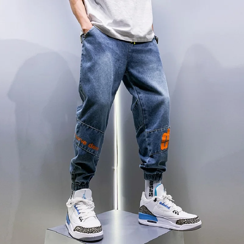 Men Fashion Oversized Baggy Jeans Trendy Brand Ins Spring and Summer Loose High Street Letter Printed Pants Korean Casual Pants
