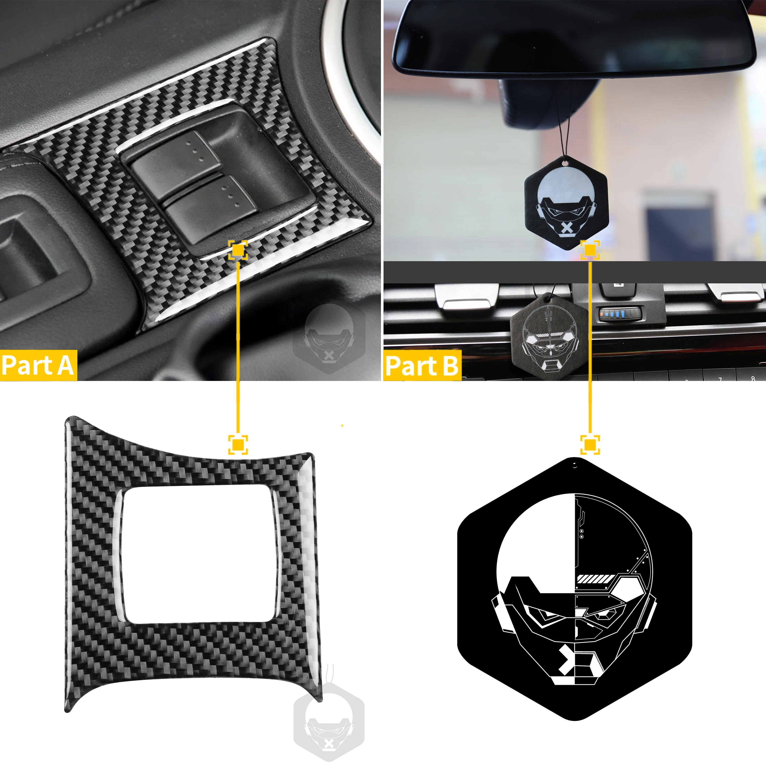 

For Mazda MX-5 Miata 2009-15 Carbon Fiber Power Window Control Panel Center Armrest Button Sticker MX5 Roadster Car Accessories
