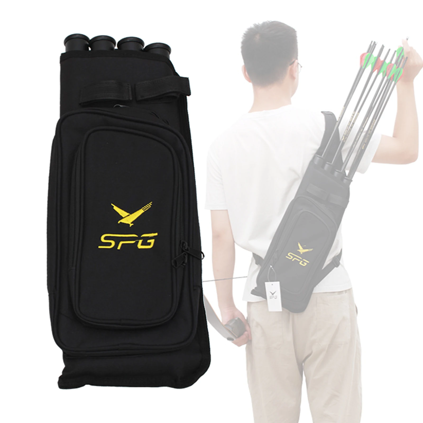 Колчан для стрелкового охотничьего лука с 4 трубками и регулируемой спинной сумкой для составного лука и стрел для тренировок на открытом воздухе.