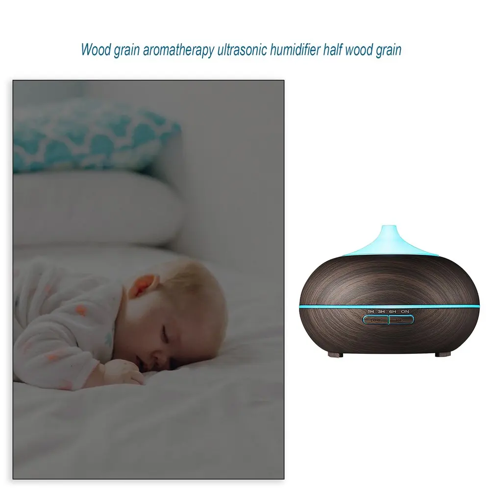 

400ml Aroma Air Humidifier Wood Grain With Remote Control Essential Oil Diffuser Aromatherapy Home Office Electric Mist Maker