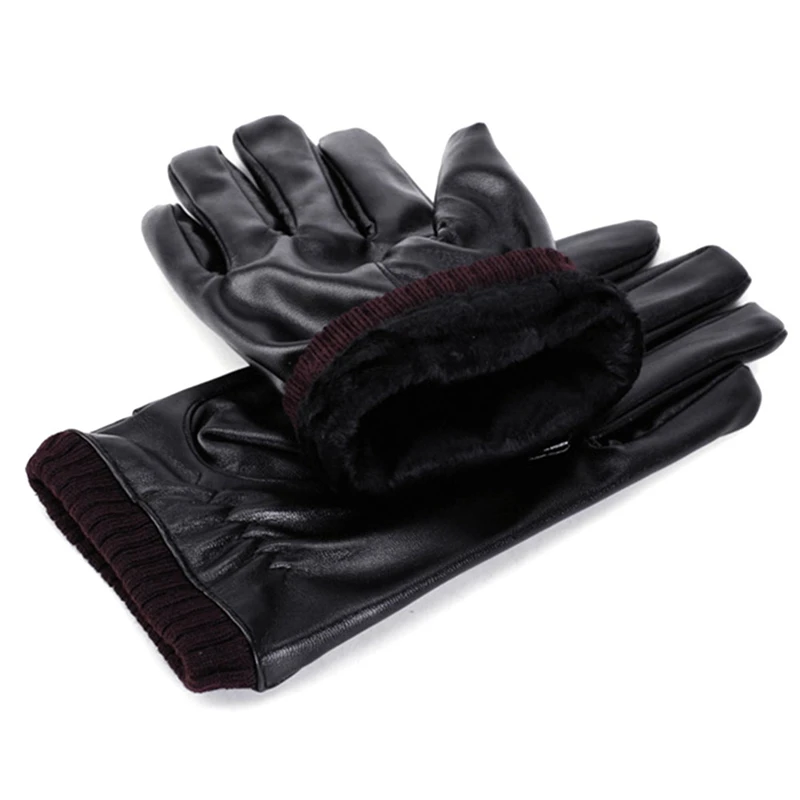 

Winter Plus Velvet Warm Gloves PU Wind And Cold Contact Screen Gloves Outdoor Waterproof Riding Gloves
