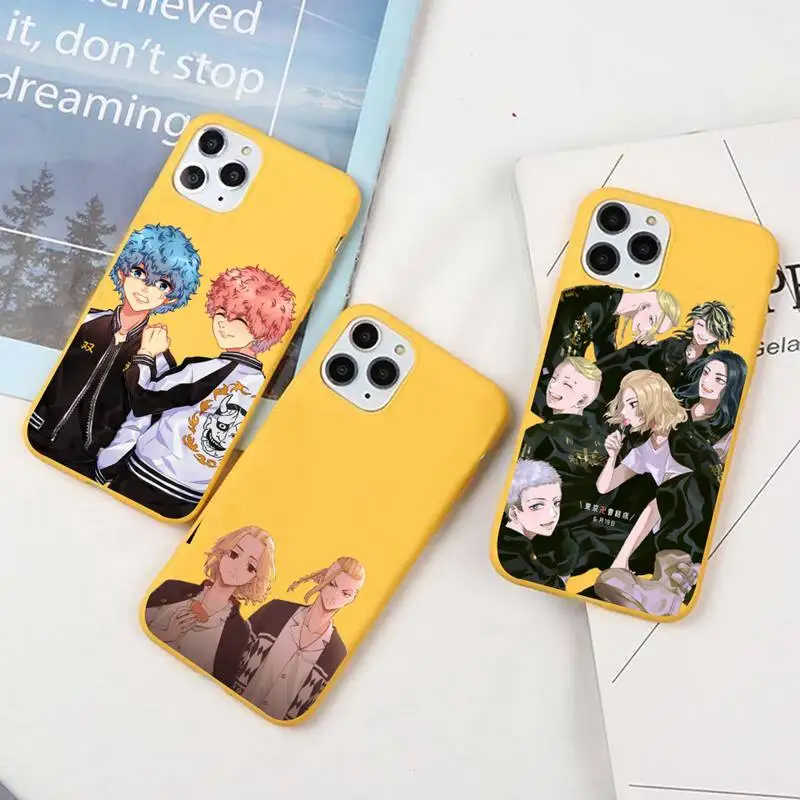Телефонный чехол Tokyo Revengers для желтого цвета, обложка для IPhone 11 12 13 Pro Max X XR XSMax 6 6S 7 8 Plus Soft.