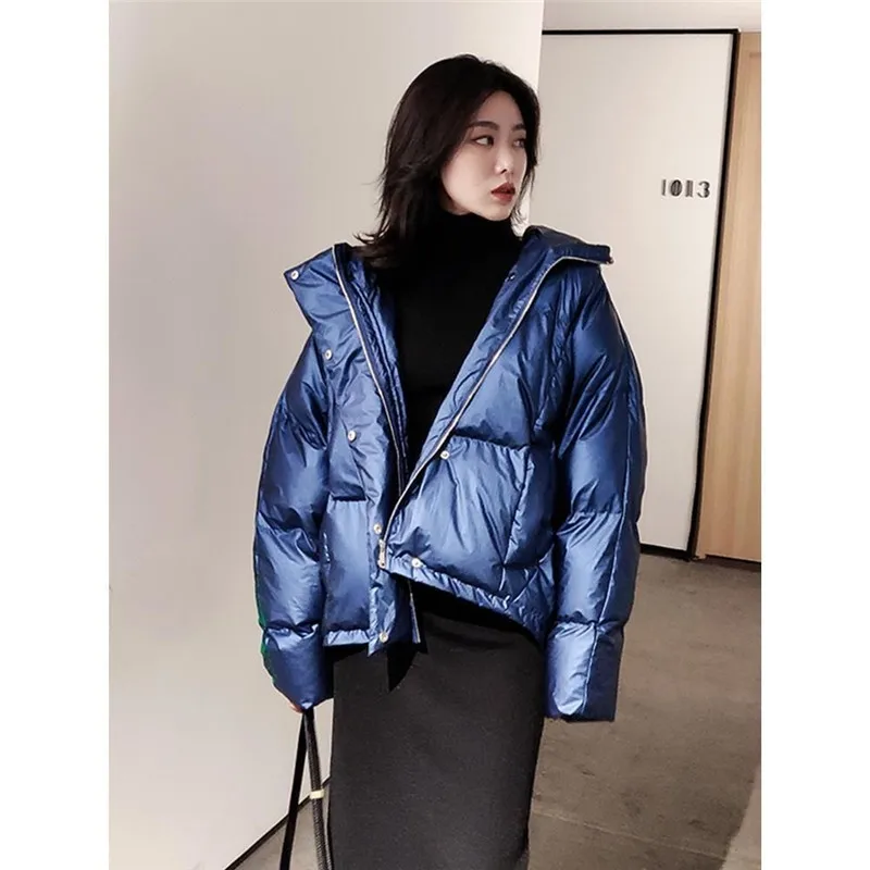 Большие размеры свободная зимняя куртка с капюшоном Женская Стеганая теплая