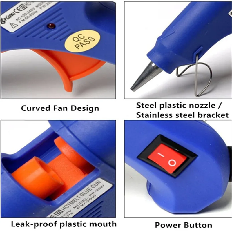 Высокая температура нагреватель горячего расплава клея пушка синий 20 Вт