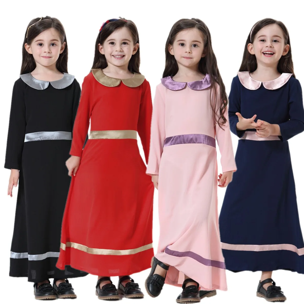 Мусульманское мусульманское платье для девочек с длинным рукавом Рамадан абайя